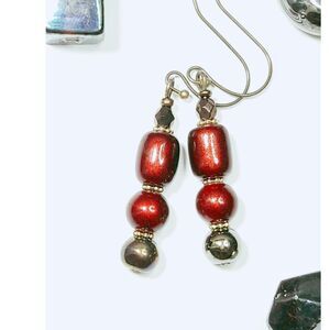 earrings  454# bohemian earrings Handmade earrings Victorian burgundy hatpin da